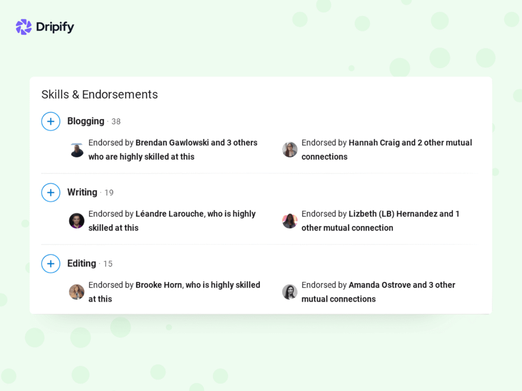 LinkedIn Endorsement Examples 1