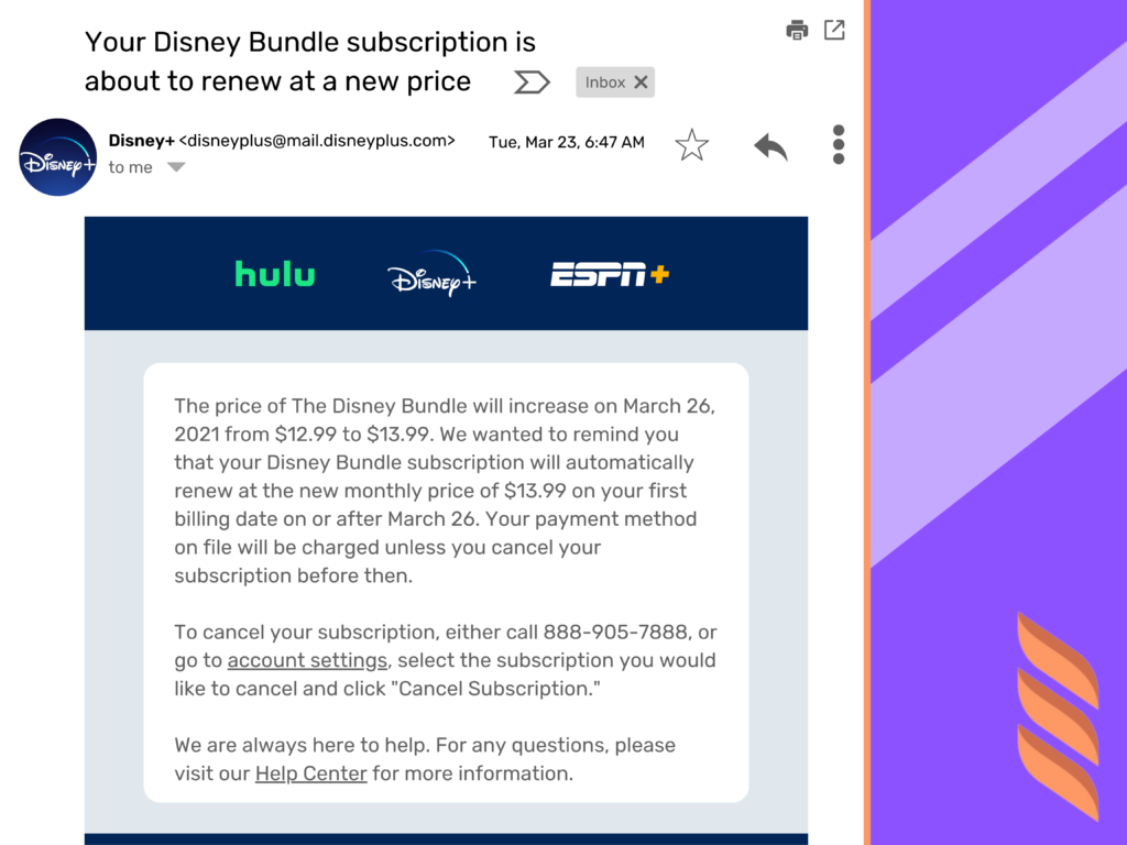 Price Increase Notice For A Subscription Based Service