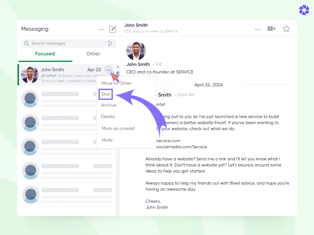 How to Better Manage Your LinkedIn Messages: Use the Star Feature to Flag Important Messages