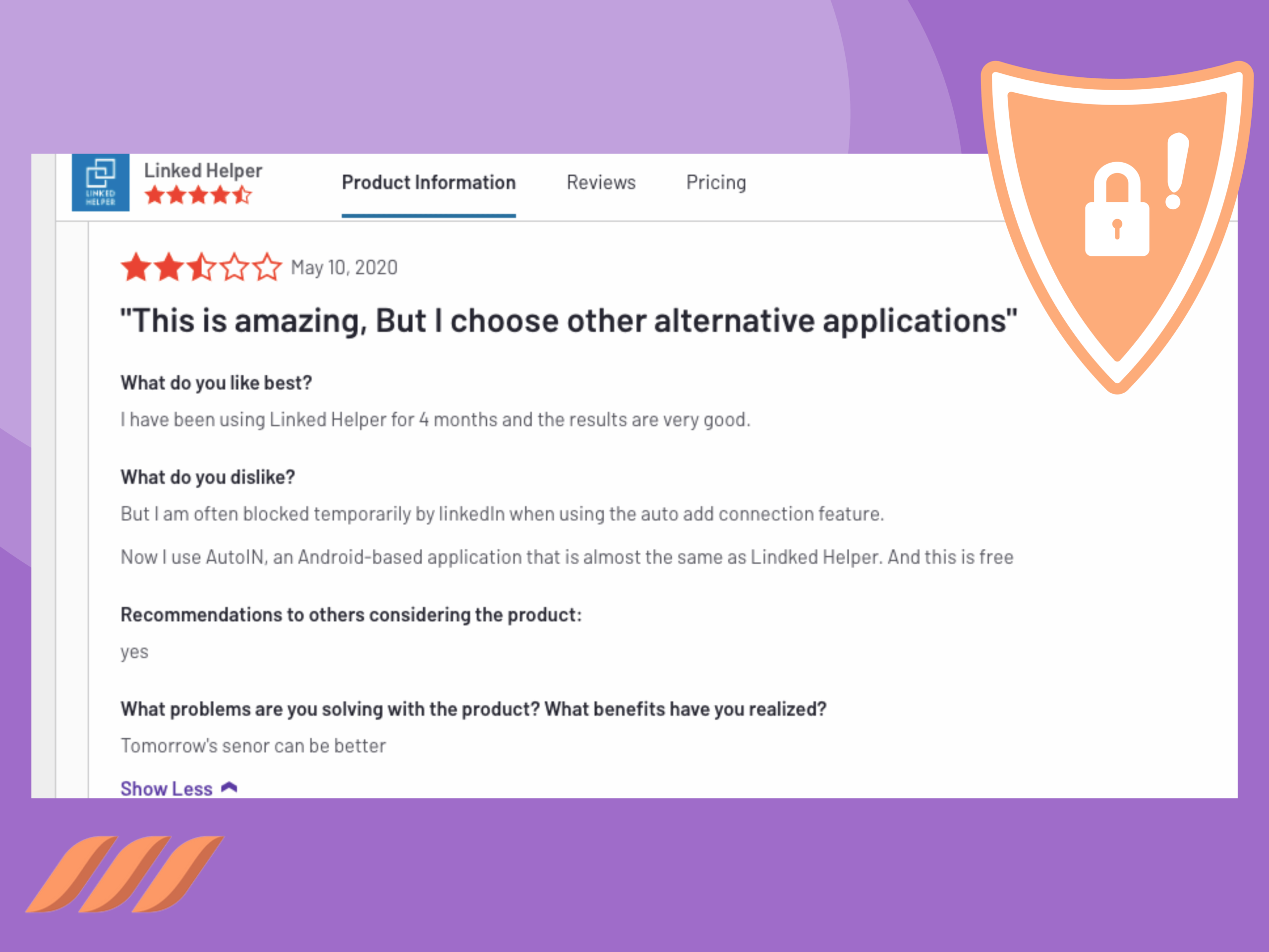 Linked Helper 2 bad reviews
