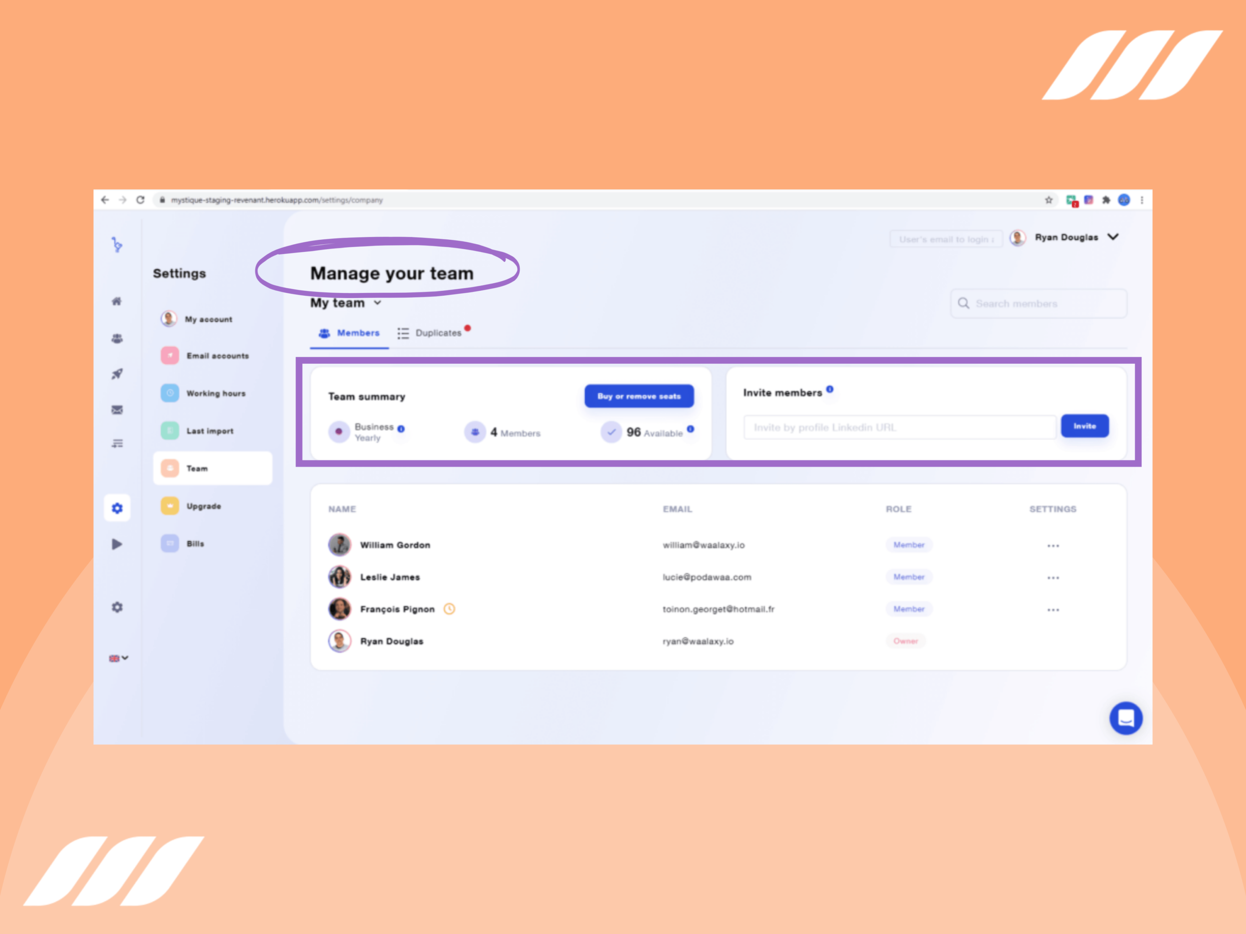 Waalaxy Offers a Basic Team Management Feature 1