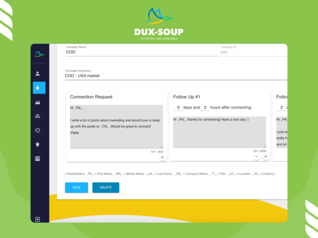 Dux-Soup LinkedIn Bot Interface