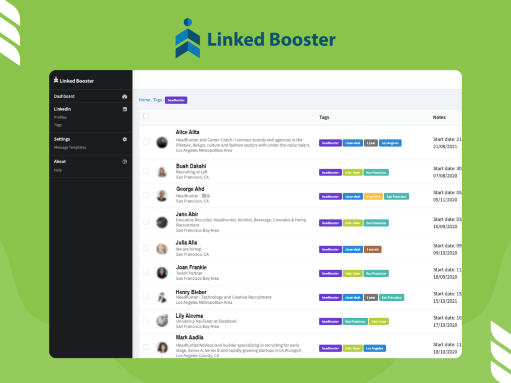 LinkedIn Network Booster LinkedIn Bot Interface