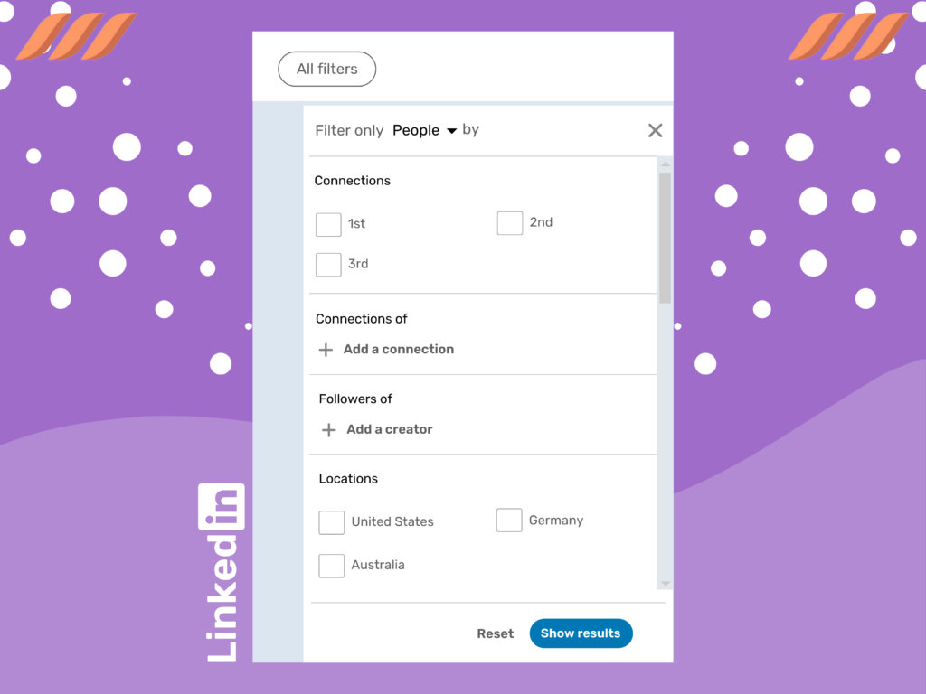 LinkedIn Boolean Search: Use advanced filters