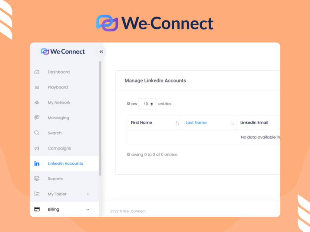 WeConnect LinkedIn Bot Interface