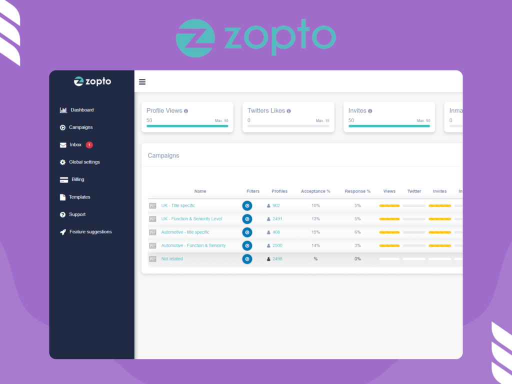Zopto LinkedIn Bot Interface