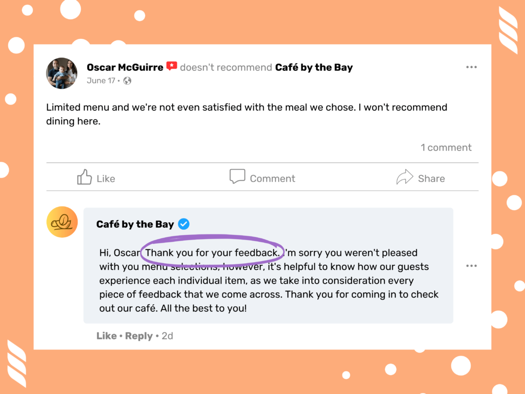 How to Handle Negative Comments on LinkedIn: Do acknowledge the comment