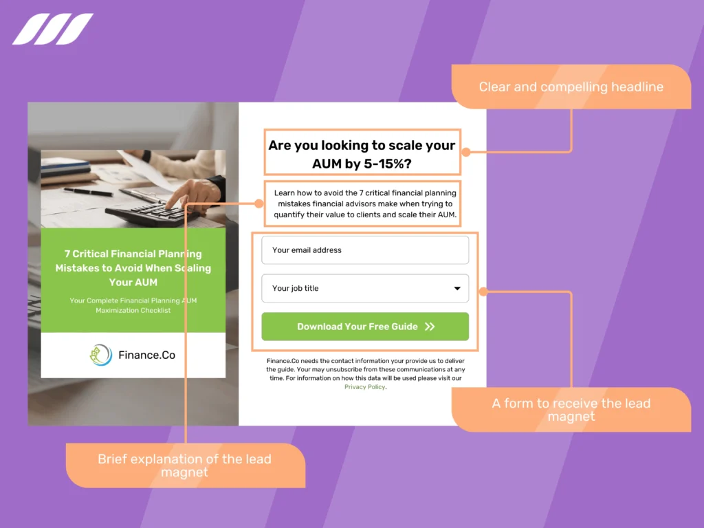 How to Create a Lead Magnet: Use a landing page
