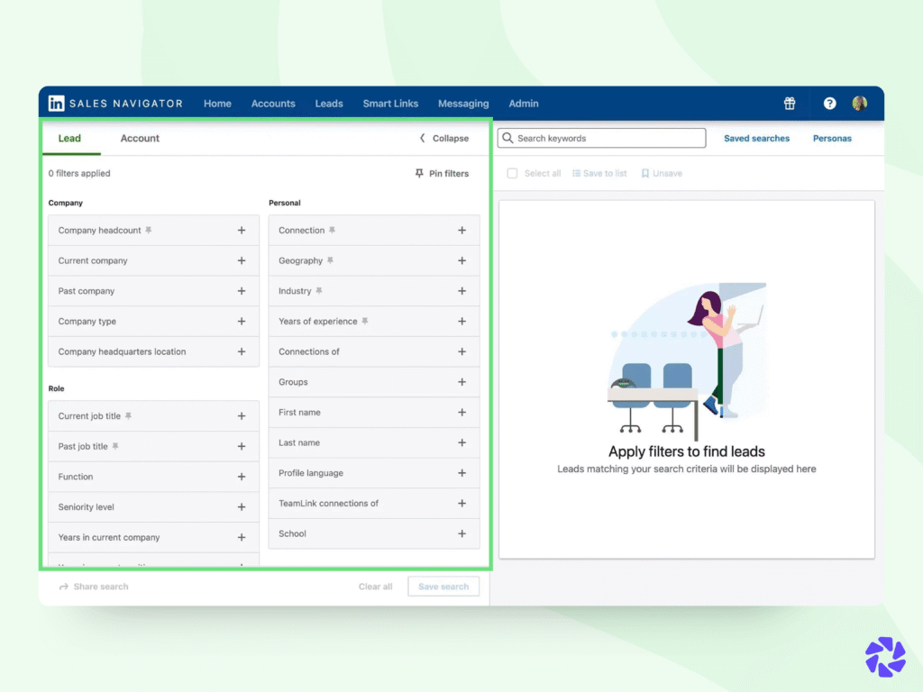 how to access LinkedIn Sales Navigator Filters