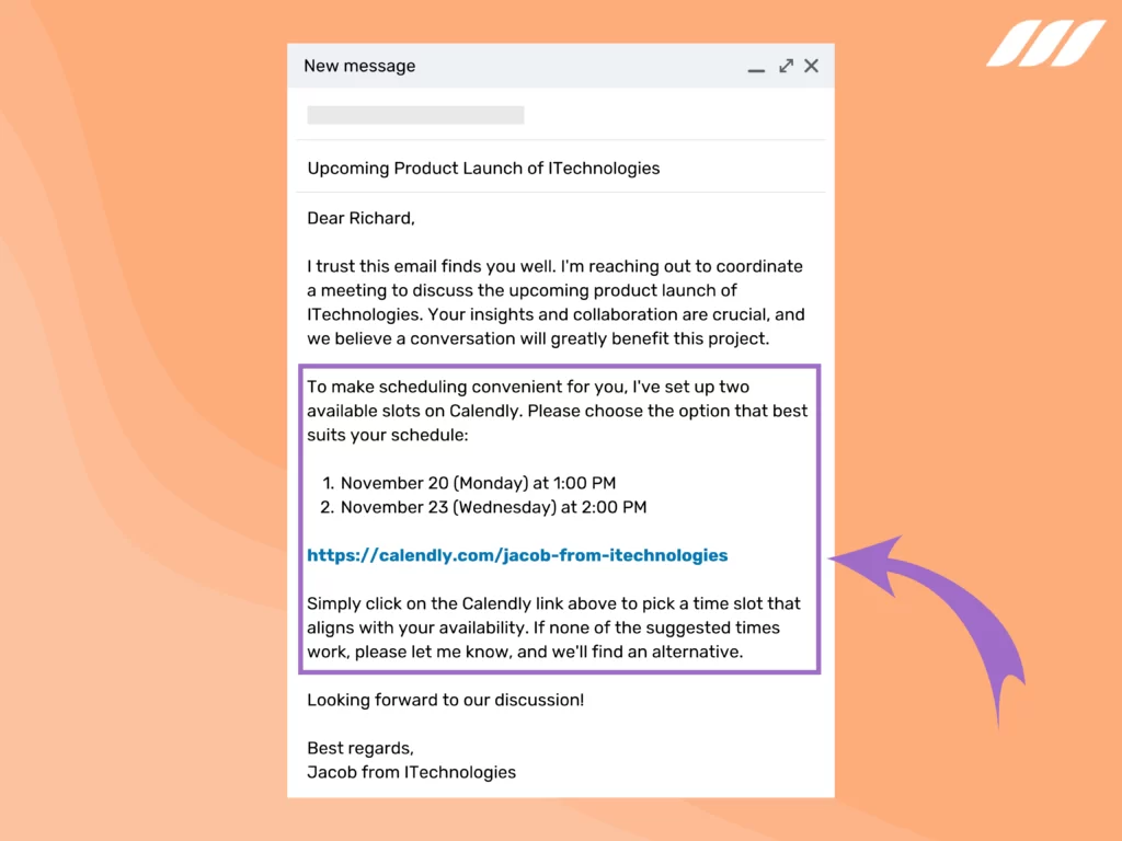 Meeting request email: Call-to-Action