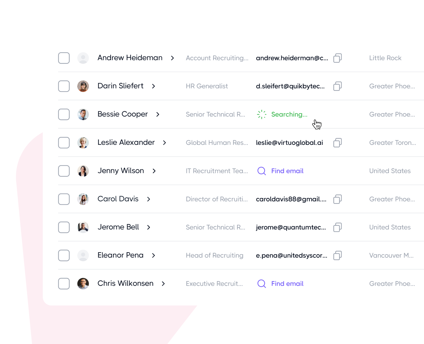 Find pre-verified corporate emails