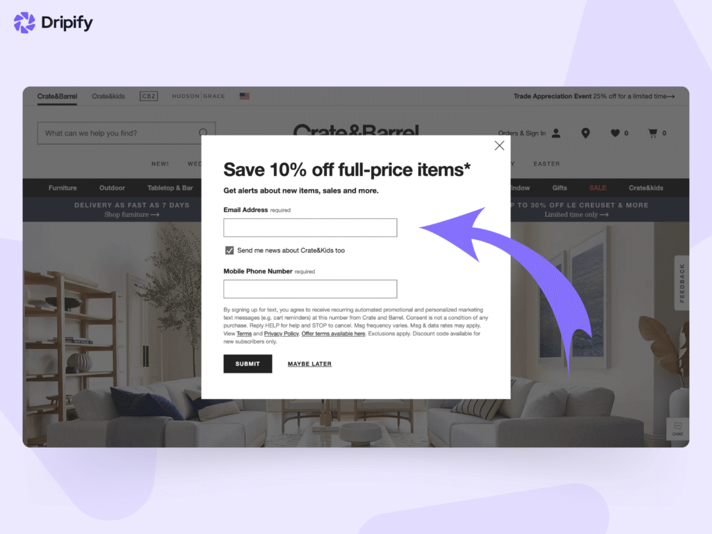 How to Build an Email List for eCommerce: Link to Offers Across Your Website That Capture Email Sign-ups