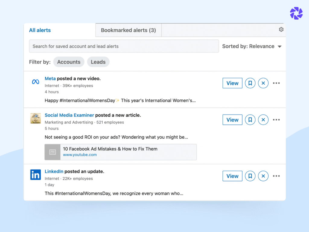 LinkedIn Sales Navigator Features: Lead and Account Alerts