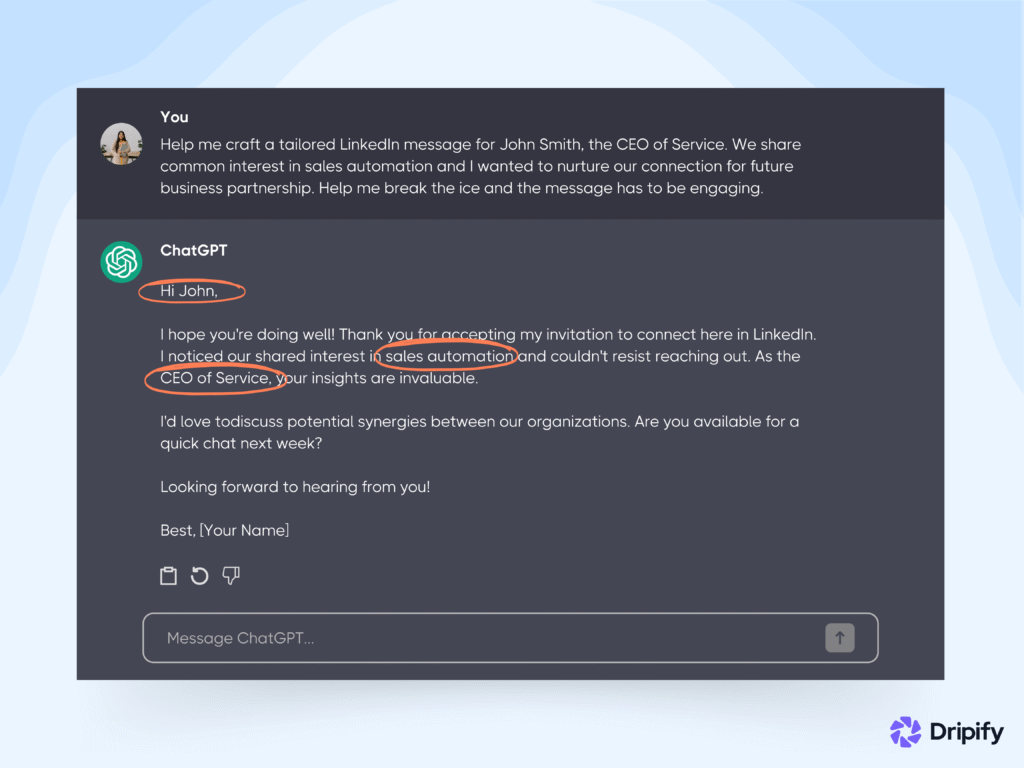 LinkedIn Outreach with ChatGPT: LinkedIn Messages
